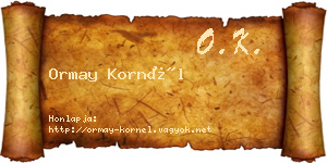 Ormay Kornél névjegykártya